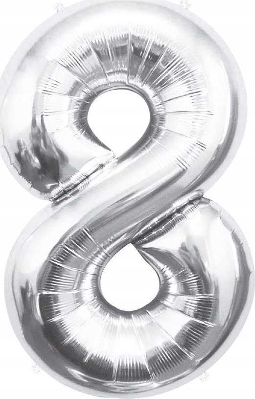 GoDan BALON foliowy Cyfra 8 sebrna 85 cm