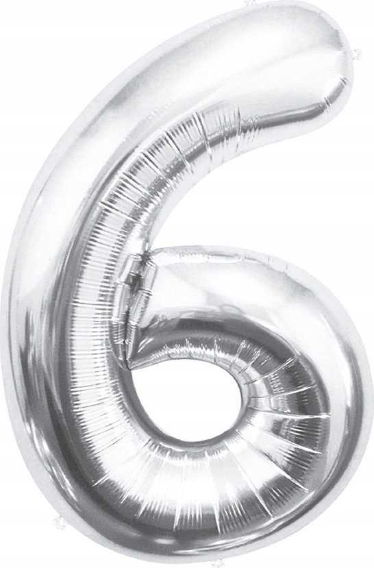 GoDan BALON foliowy Cyfra 6 sebrna 85 cm