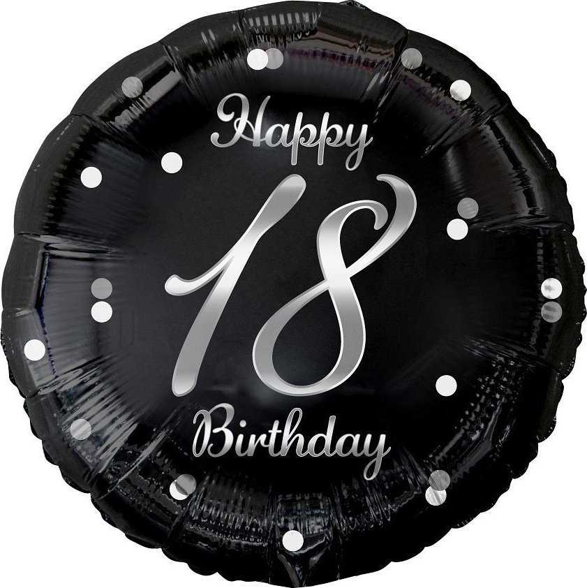 „GoDan“ folijos balionas 18 colių „Happy18Bday“ juodas/baltas FG-O18S 54993