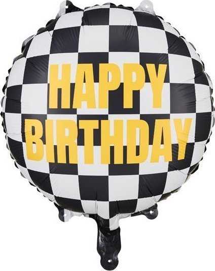 PartyDeco Folinis balionas Languota vėliava Happy Birthday, 45cm
