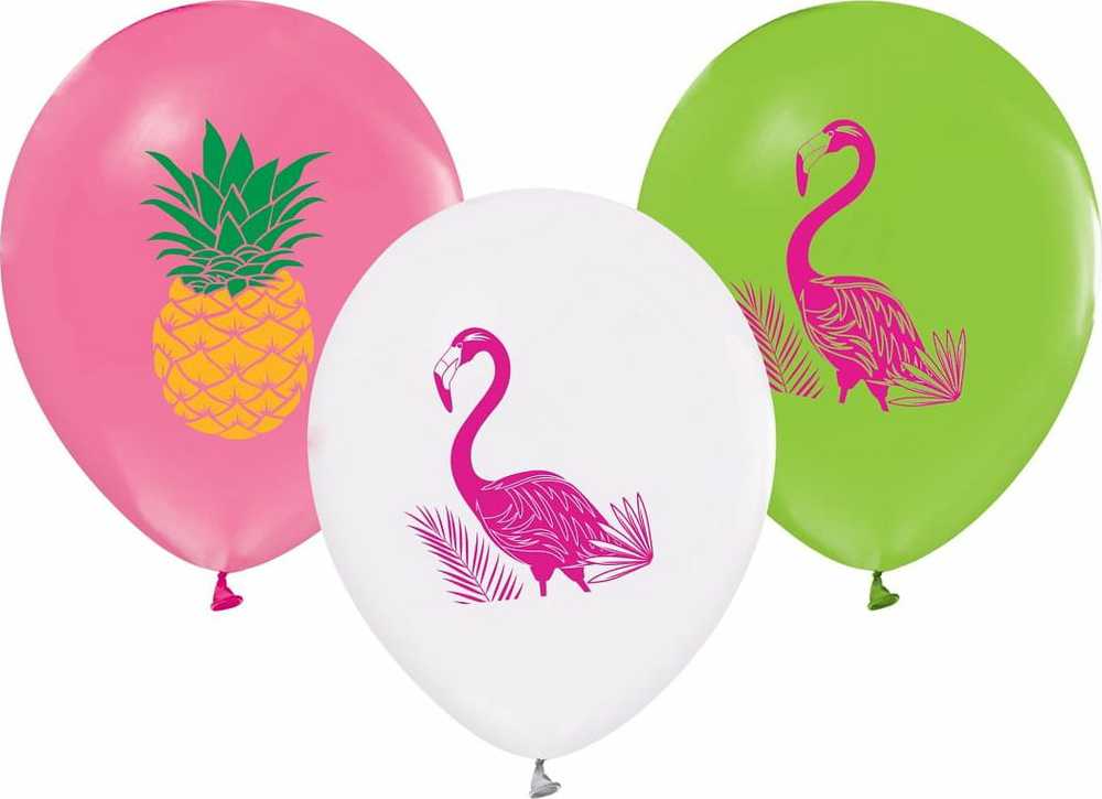 GoDan Balony Flamingi i Ananasy, 12 / 5 vnt.