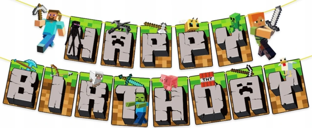 „GoDan Banner Minecraft“ su gimtadieniu