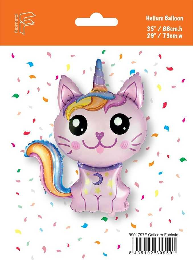 GoDan Foil balionas 24" FX - Magic cat (rožinė), supakuotas