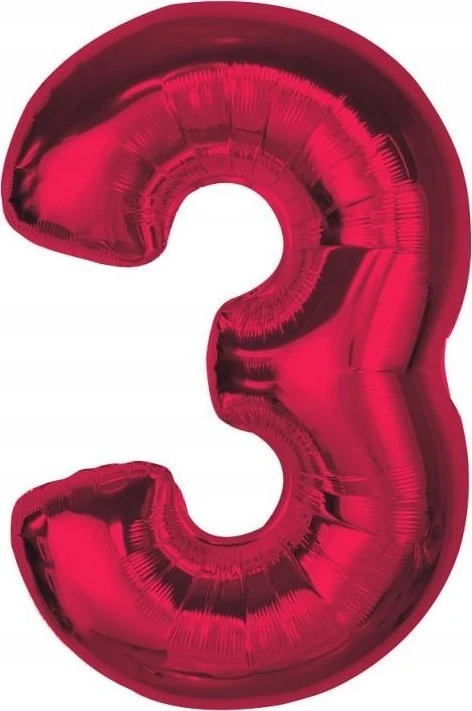 GoDan Foil balionas numeris 3 raudonas Smart 92cm
