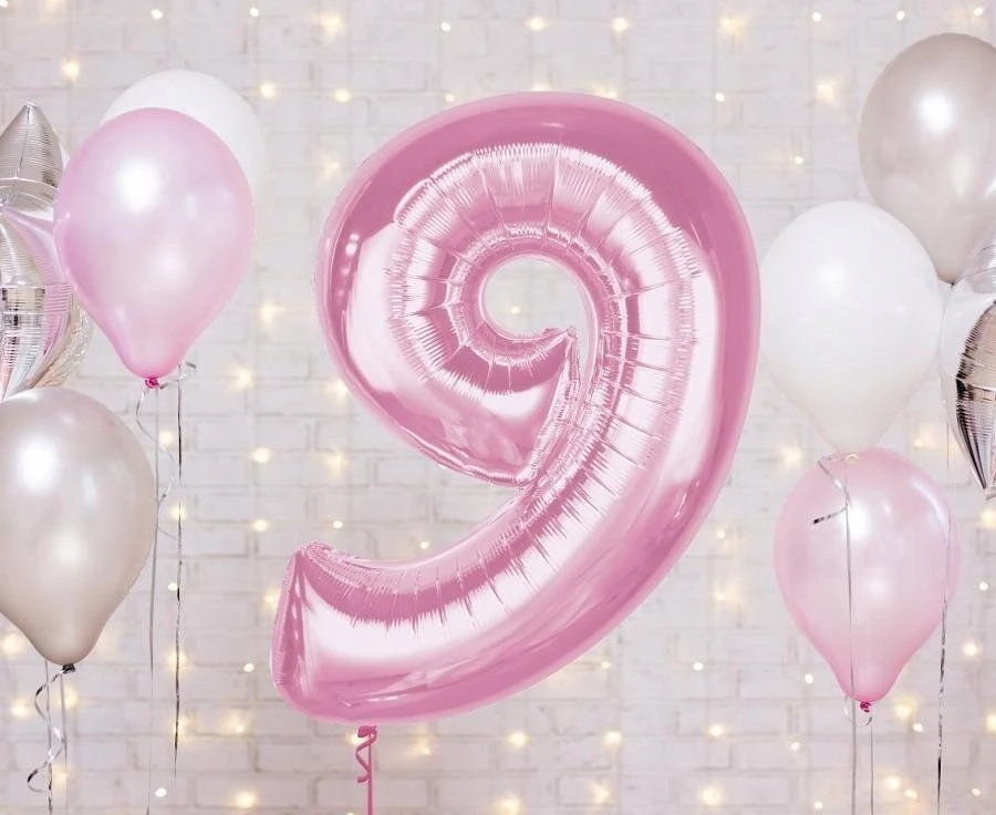 GoDan Foil balionas numeris 9 šviesiai rožinis Smart 92cm