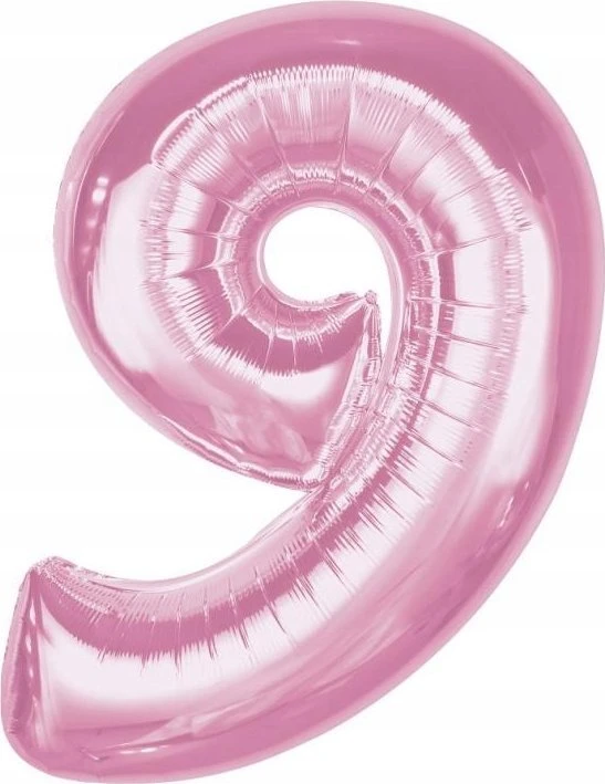 GoDan Foil balionas numeris 9 šviesiai rožinis Smart 92cm