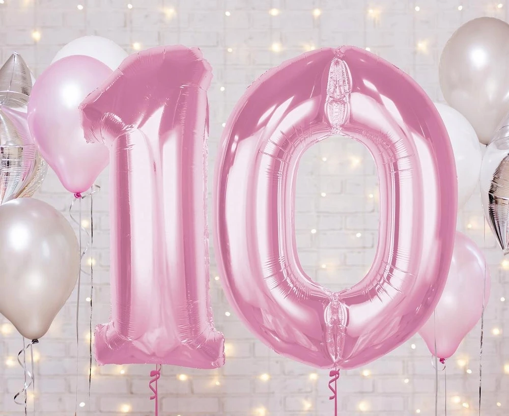 GoDan folijos balionas numeris 0 Šviesiai rožinis Smart 92cm