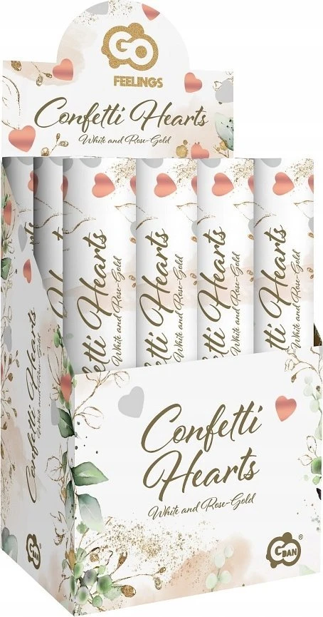 Pop konfeti 30x5 širdelės rožinė/auksinė/balta Valentino diena GODAN KP-SRZB