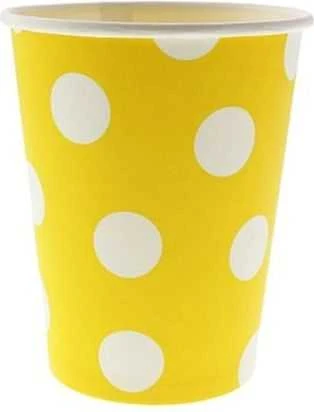 GoDan Popieriniai puodeliai geltoni su baltais taškeliais, 6vnt., 270ml