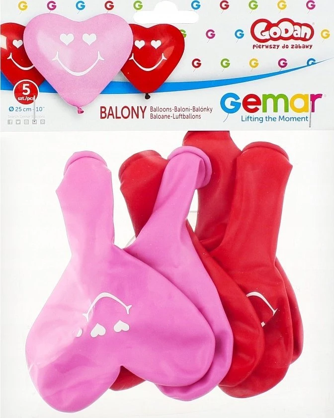 Besišypsančių širdelių balionai / 5 vnt. Valentino diena GODAN CRS/P194