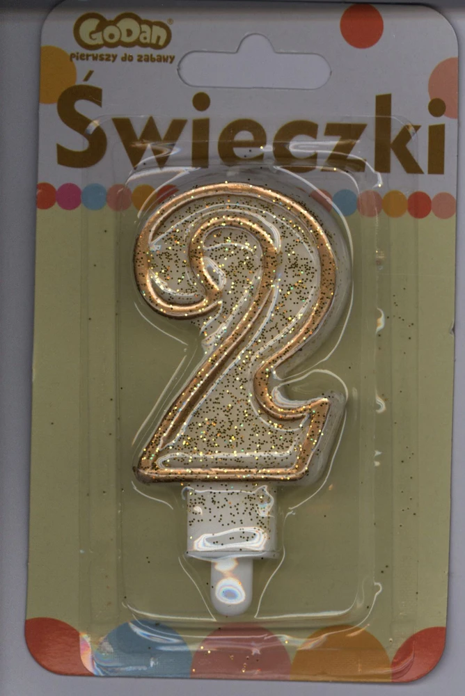 GoDan DIGITAL žvakė 2 gimtadienis, auksinė kontūra