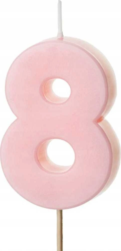 GoDan Gimtadienio žvakutė su smeigtuku nr 8 rausva 5,5cm