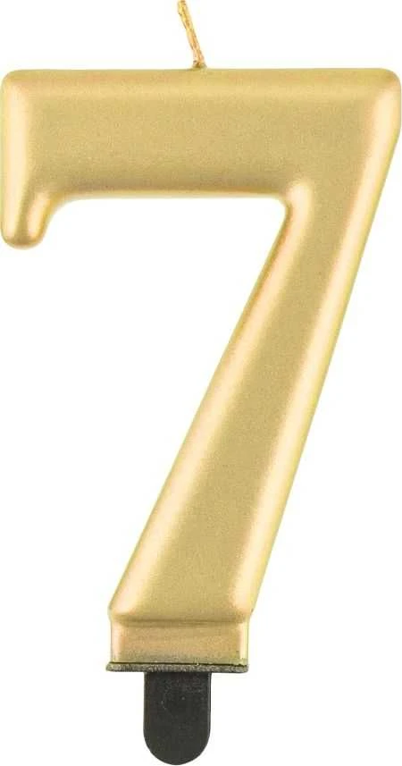 GoDan Žvakė numeris 7, metalinis auksas, 8,0 cm PF-SCZ7