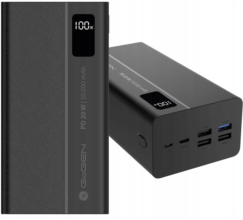 „GoGEN“ 50000 mAh, PB500001, išorinė baterija, juoda