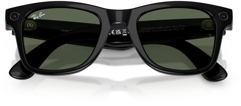 Išmanieji akiniai RayBan Meta Wayfarer Gen 2, juodi rėmeliai ir žali lęšiai, standartinis dydis