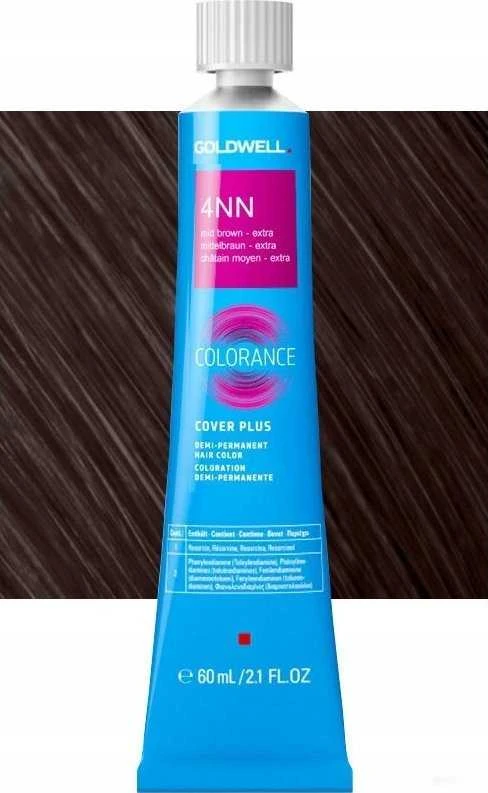 „Goldwell Colorance“ pusiau permanentiniai plaukų dažai 4NN intensyvi vidutinė ruda spalva, 60 ml