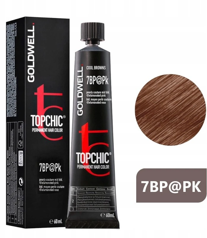 Goldwell TopChic Permanent Hair Dye 7BP@Pk Pearl rusvai gelsvas Skirtas šviesiems plaukams, 60 ml