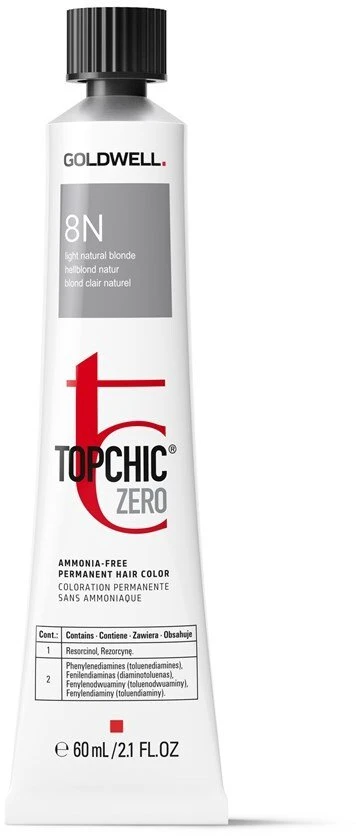 Goldwell TopChic Zero Permanentiniai dažai plaukams be amoniako, atspalvis 8N Šviesiai blondas, skirti šviesiems plaukams, 60 ml