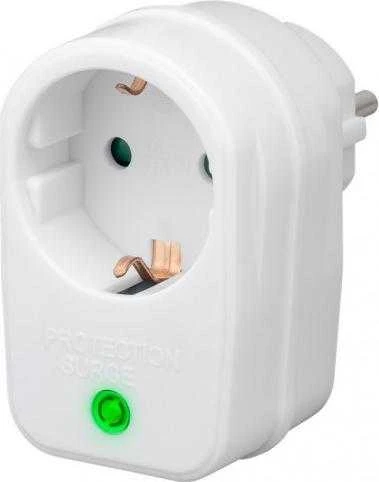 Goobay Apsaugotas nuo viršįtampių lizdo adapteris, baltas, CE, GS, 230 V, 77,2 mm, 76 mm, 51,3 mm