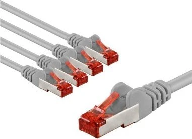Goobay CAT 6 kabelis krosowy, S/FTP (PiMF), 3 m, pilka, komplektas 5 - Długość kabla 3 m