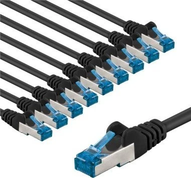 Goobay CAT 6A kabelis krosowy, S/FTP (PiMF), 2 m, juoda, komplektas 10 - Długość kabla 2 m