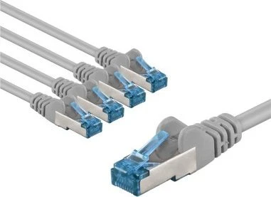 Goobay CAT 6A kabelis krosowy, S/FTP (PiMF), 2 m, pilka, komplektas 5 - Długość kabla 2 m
