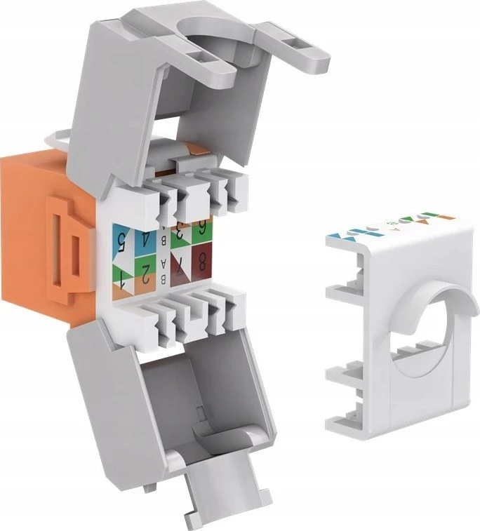 Goobay CAT 6A Keystone RJ45 lizdas, UTP, 500 MHz – oranžinės spalvos versija