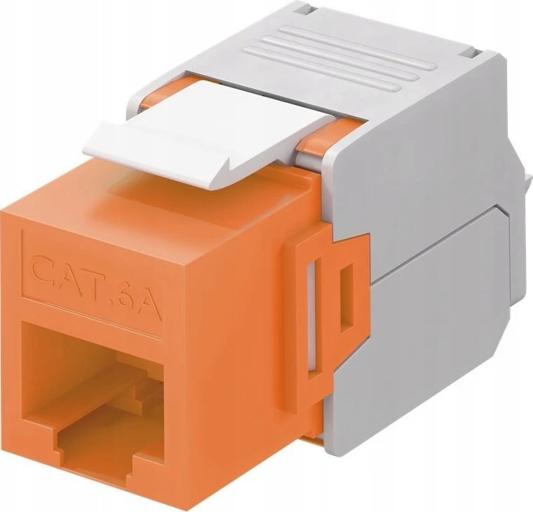 Goobay CAT 6A Keystone RJ45 lizdas, UTP, 500 MHz – oranžinės spalvos versija