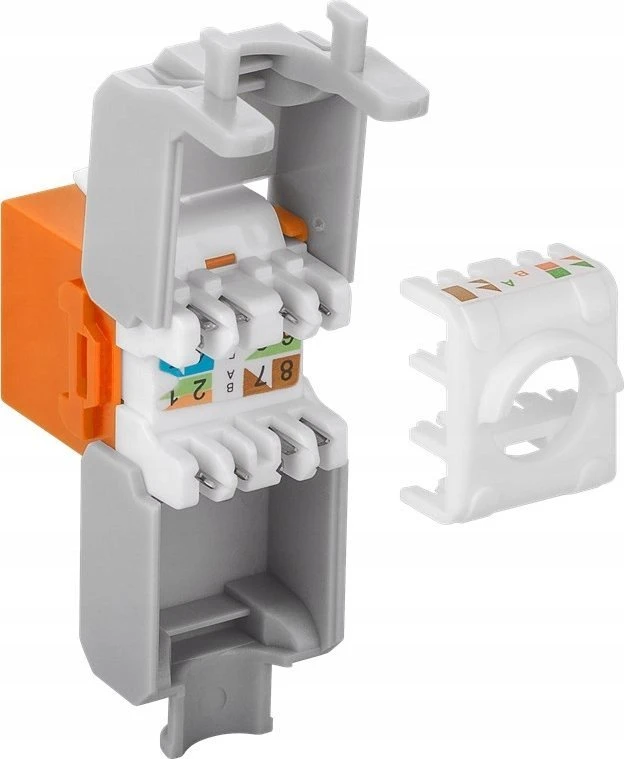 Goobay CAT 6A Keystone RJ45 lizdas, UTP, 500 MHz – oranžinės spalvos versija