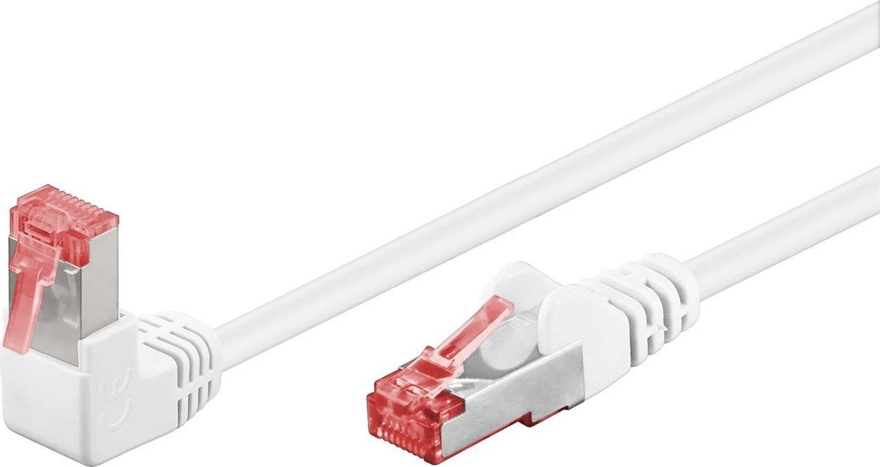 Goobay CAT 6 pataisinis kabelis 1x 90° kampu, S/FTP (PiMF), baltas, 5m