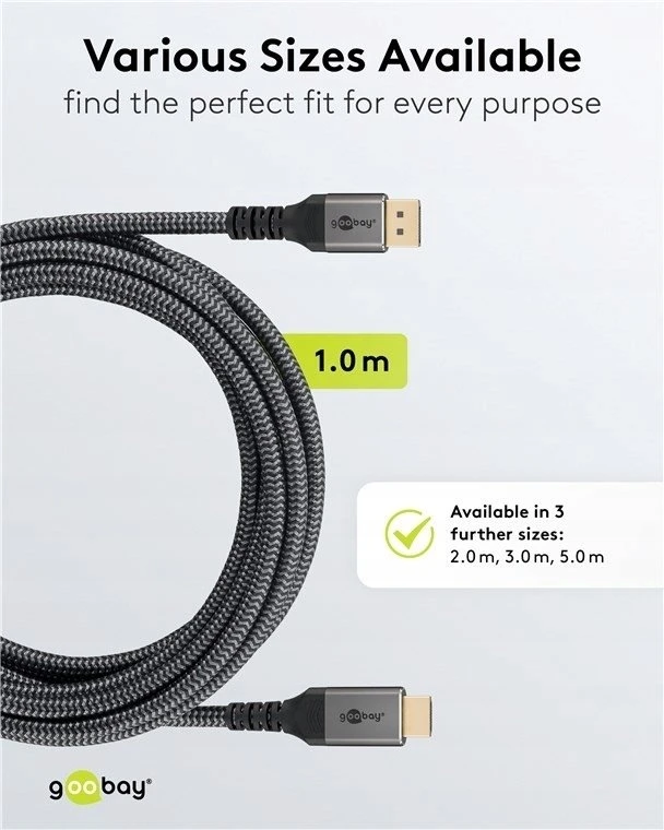 Goobay Kabelis adapter DisplayPort do HDMI™ 2.0/2.1 8K/60HZ 1m 78964