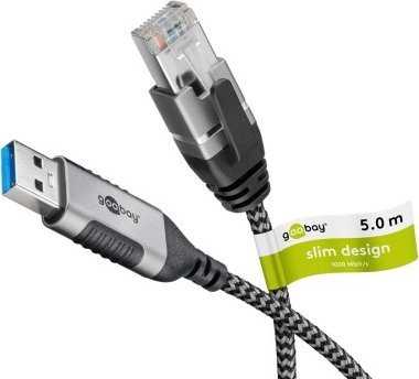Goobay Kabelis Ethernet USB-A 3.0 do RJ45, Slim, 5 m - Długość kabla 5 m