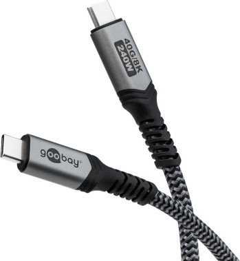 Goobay USB-C Cable, USB4, 1.8 m, juodas, sidabrinis