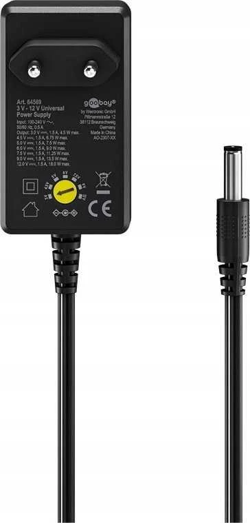 „Goobay“ universalus maitinimo šaltinis 5–15 V, maks. 36 W, 2,4 A | 74436