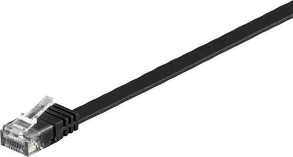 Oem Goobay CAT 6 U/UTP FLAT Patchcord LAN laidas, juodas, 15 m