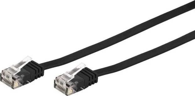 Oem Goobay CAT 6 U/UTP FLAT Patchcord LAN laidas, juodas, 15 m