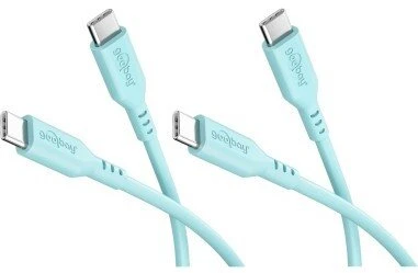 Goobay Rinkinys 2 silikoniniai USB-C kabeliai, 1,5 m, turkio spalvos