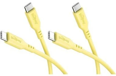 Goobay Rinkinys 2 silikonowych kabli USB-C, 1,5 m, geltona