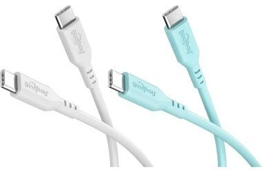 Goobay Rinkinys Crystal Lagoon: 2 silikonowe kable USB-C, 1,5 m, balta turkio