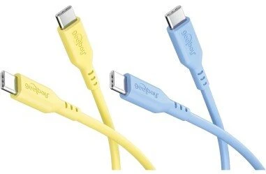 Goobay Rinkinys Sun & Sky: 2 silikonowe kable USB-C, 1,5 m, geltona mėlyna