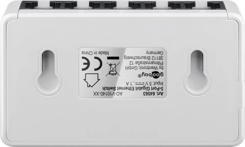 Šakotuvas Goobay 5 prievadų „Gigabit“ komutatorius, baltas 64563 (4040849645631)