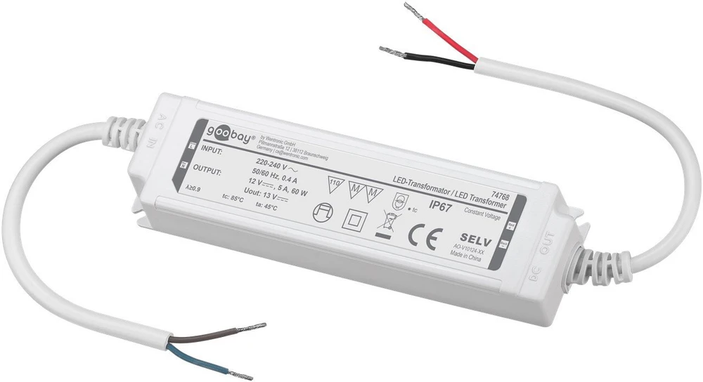 Goobay Transformator do LED 12 V (DC) (DC), 60 W, IP67