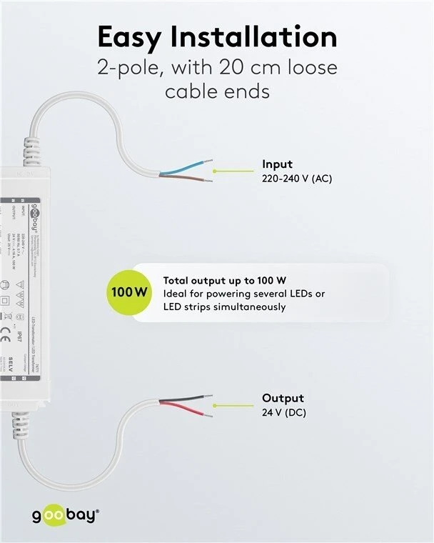 Goobay Transformator do LED 24 V (DC) (DC), 100 W, IP67