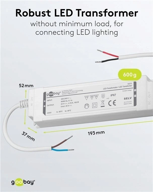 Goobay Transformator do LED 24 V (DC) (DC), 100 W, IP67