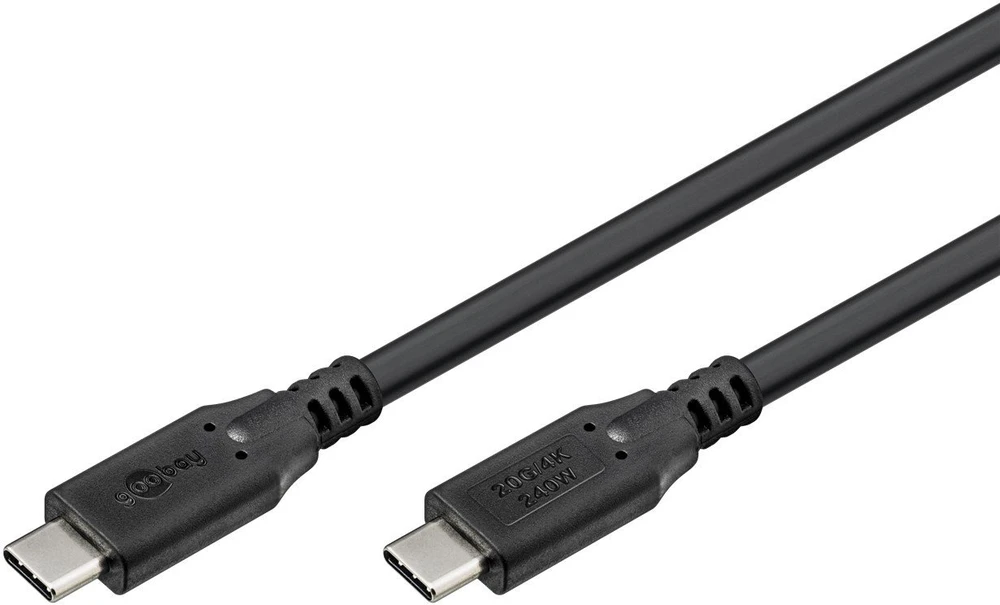 Goobay USB-C - USB-C laidas 1 m, juodas (RB74187)