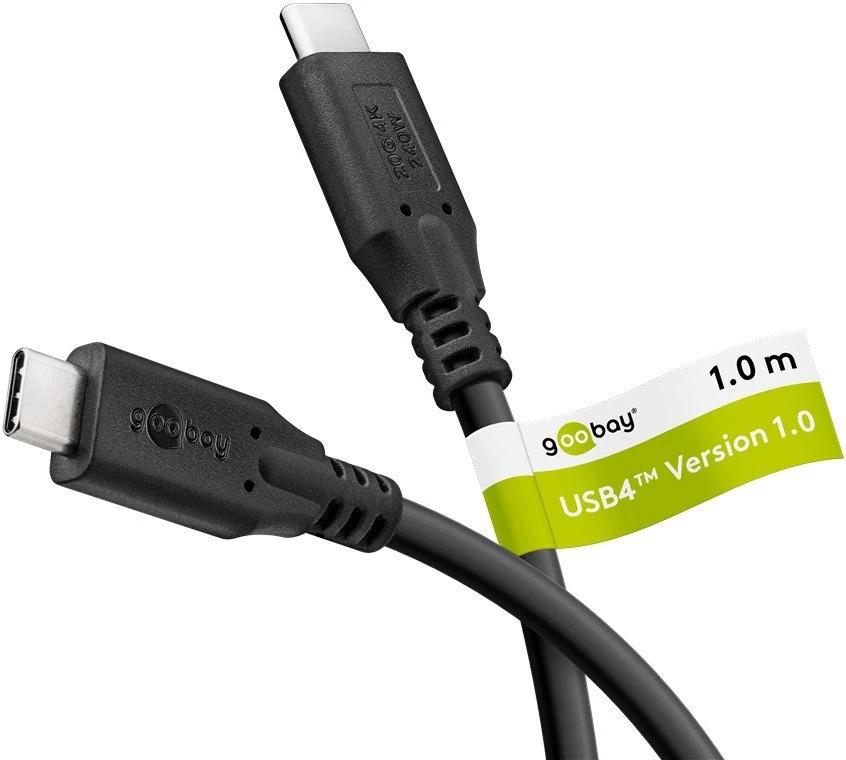 Goobay USB-C - USB-C laidas 1 m, juodas (RB74187)