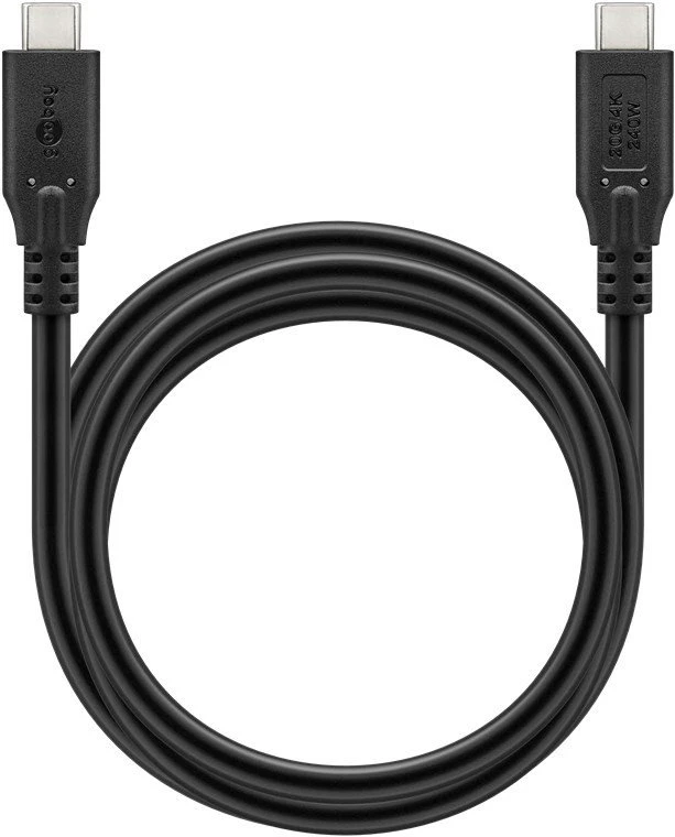 Goobay USB-C - USB-C laidas 1 m, juodas (RB74187)