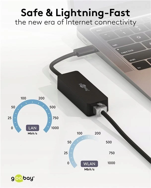 Karta jungiama į tinklą Goobay Adapteris USB-C™ Ethernet, juoda