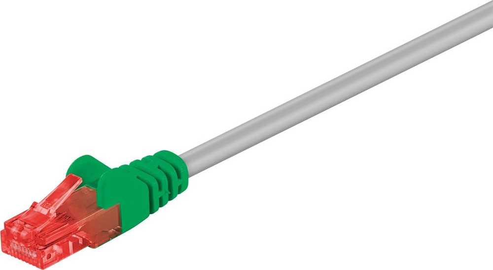 Goobay Wentronic Goobay CAT 6 Crossover-Komutacinis kabelis, U/UTP, pilka, žalia, pilkai žalia, 1 m - CCA coppergemisch medžiaga (68471)