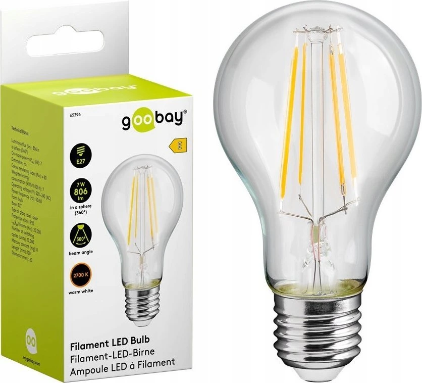 LED kaitrinė lemputė 7W E27 2700K Goobay E